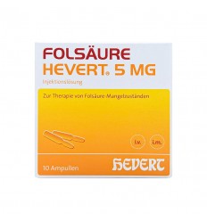Kwas foliowy Folsäure Hevert 5 mg / 10 ampułek
